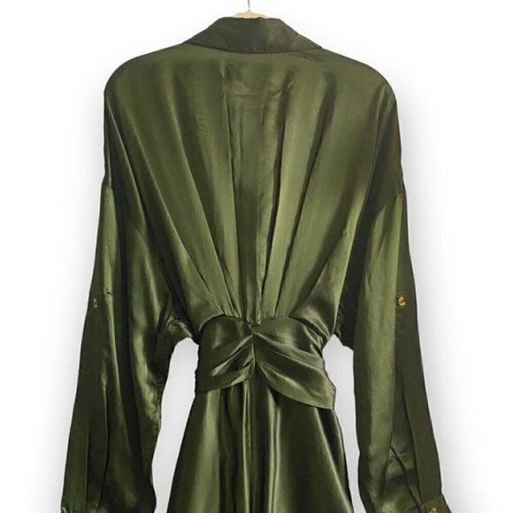 NWT Divine Heritage Silk button up dress, Dark green, Size XL - Picture 8 of 14